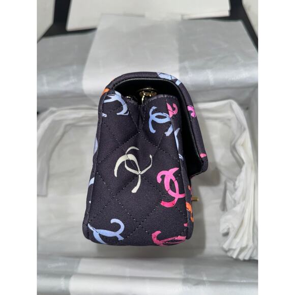 Chanel 24S Navy Blue Printed Logo Mini Flap Rectangle CC Shoulder Crossbody Bag - Picture 9 of 16